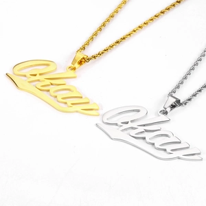 Hiphop Okay pendant necklace in gold and silver titanium steel for men and women