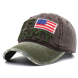 Gorra de béisbol US ARMY vintage en marrón oscuro y verde oliva con bordado 3D