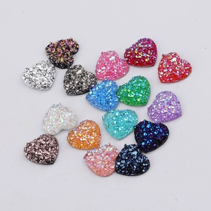 12mm heart shaped colorful resin druzy stones for jewelry making and craft decor