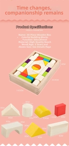 Detailed view of 30pcs wooden building blocks set with various shapes and colorful finishes