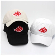 Detailed view of three washed denim bucket hats in beige black and white with cloud embroidery