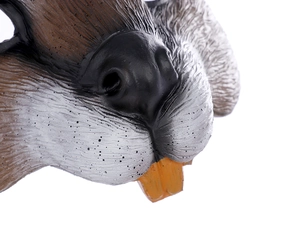 Detailed close-up of rabbit animal mask texture and multi-color PU foam material details