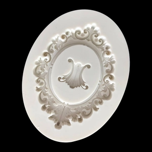 Baroque oval silicone mold with embossed frame relief for fondant and clay crafts