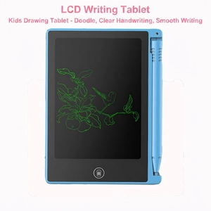 Mini 4.4-inch LCD writing tablet for kids featuring green drawing and easy clear button