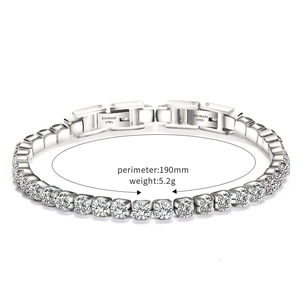 Silver stainless steel tennis bracelet with 3mm cubic zirconia and double clasps