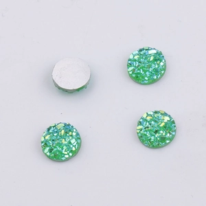 Green 8mm druzy resin flatback rhinestones for jewelry making shown on white background