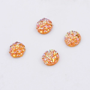 8mm round orange resin druzy crystals with sparkling star texture for DIY jewelry making