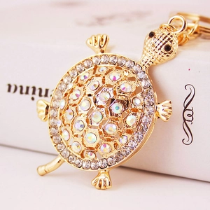 Portachiavi Tartaruga Strass Cristallo Lega Di Zinco Metallo Animale Ciondolo Borsa Auto Accessorio Gioiello Regalo Per Donne