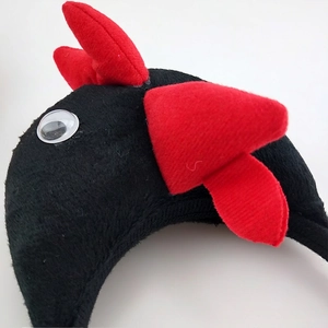 Serre-tête poulet en peluche avec crête rouge et yeux mobiles pour déguisement fête