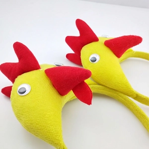 Serre-tête coq jaune vif pour enfants avec crête en peluche rouge pour fête et déguisement