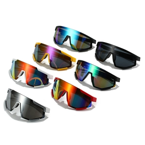 Group collection of multi-color cycling sports sunglasses with wide-angle protective lenses