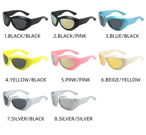 Plusieurs options de couleurs pour lunettes de soleil sport Y2K steampunk à monture futuriste