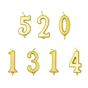 Golden number candles 520 and 1314 set with metallic finish for cake decoration