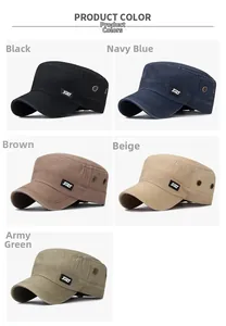 Flat top military caps collection in black navy brown beige and army green colors