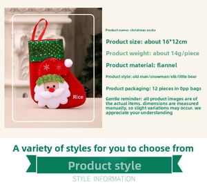 Detail of sequined Santa Christmas stocking 16x12cm in red velvet with size parameters
