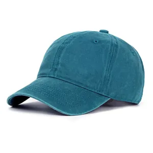 Classic washed cotton baseball cap in deep teal featuring six-panel structure and vintage style