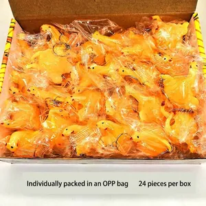 24-piece box of novelty squawking chicken keychains in individual OPP bags