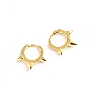 Luxury S925 sterling silver gold-plated rivet earrings with zircon stones
