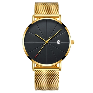 Μινιμαλιστικό Ανδρικό Ρολόι Quartz Με Λειτουργία Ημερολογίου Κάσα Από Κράμα Πλέγμα Από Ανοξείδωτο Χάλυβα Δερμάτινο Λουράκι