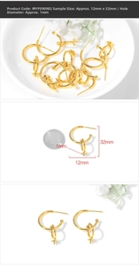 Detailed size view of gold minimalist cross earrings with measurements and coin for scale