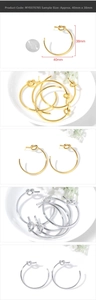 Detail view of gold and silver knot hoop earrings with 40mm x 38mm size measurements