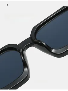 Close-up of comfortable integrated nose pads on black thick frame sunglasses