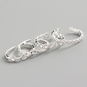 925 Sterling Silver Ring Open Adjustable Heart Star Geometric Minimalist Korean Style Fashion Jewelry Women
