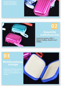 Detail of rectangular tinplate mini storage case with brushed texture and zipper closure