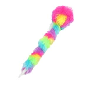 Cute rainbow faux fur ball pen with soft plush wrap and fluffy top for students