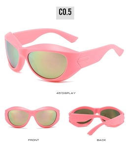 Vue détaillée des lunettes de soleil sport steampunk roses sous plusieurs angles de cadre