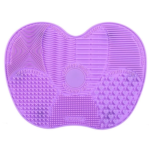 Large butterfly purple silicone makeup brush cleaning mat with suction cups and textures