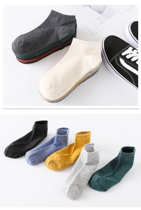 Detail of multi-color cotton ankle socks set showing knit texture and layered arrangement