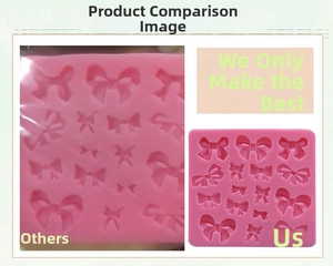 Macro detail of high-quality silicone mold featuring 16 different bow-knot shapes for DIY
