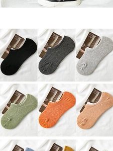 Detail showing various colors of breathable cotton invisible boat socks with ribbed cuffs