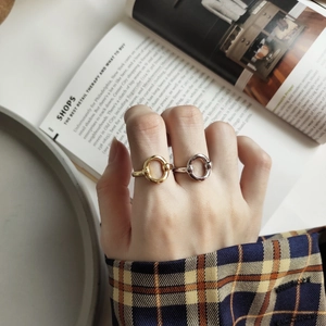 Minimalist 925 sterling silver geometric oval rings in gold and silver finish
