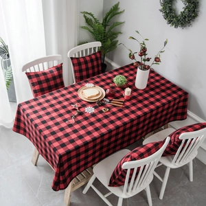 Buffalo Plaid Cotton Linen Tablecloth Yarn Dyed Gingham Rectangular Table Cover For Christmas Home Dining Party Decor