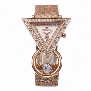 Triangle Case Rhinestone Inlaid Women Quartz Watch Glitter Shimmer Strap Fashion Creative Ladies Wristwatch