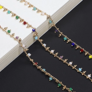 Colorful Beaded Glasses Chain Non-Slip Metal Eyeglass Strap Lanyard Holder With Silicone Loops Fashion Neck Cord