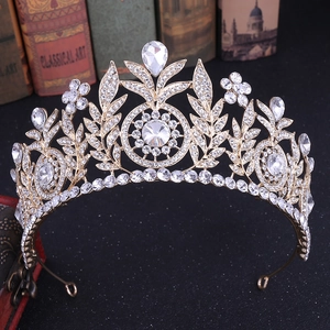 Elegant gold bridal crown with sparkling crystals for weddings and hair accessories