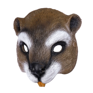Realistic brown squirrel foam half mask with fur texture for Halloween carnival party decor