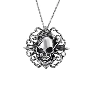 Skull Pendant Stainless Steel Titanium Steel Punk Rock Gothic Style Hollow Pattern Retro Jewelry Accessory For Men