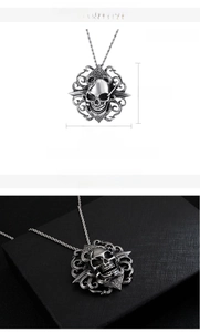 Detailed size specifications of a 58mm gothic stainless steel skull pendant with dimensions