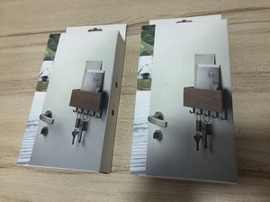 Retail packaging boxes for wall-mounted wooden key holders and entryway organizers