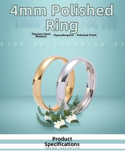 Detail showing 4mm polished titanium steel rings in silver and gold colors