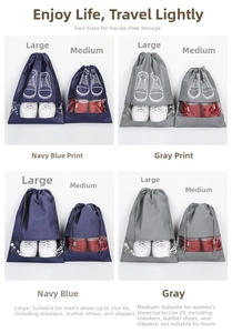Non-woven shoe storage bags with clear windows in large and medium sizes for travel