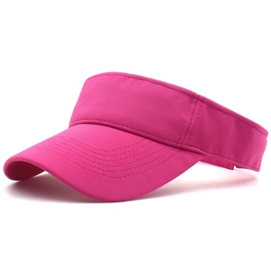 Rose red sun visor hat for outdoor sports featuring wide brim and decorative stitching