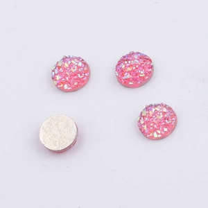 8mm pink resin druzy cabochons with sparkling star texture and flat back for jewelry making