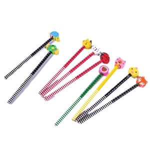8-pack colorful HB pencils with cute animal cartoon erasers for primary school students
