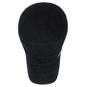 Classic vintage washed black cotton flat top army cap with breathable copper eyelets