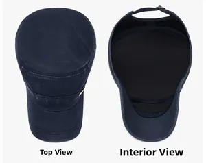 Detailed top and interior view of a vintage washed cotton cadet hat with adjustable strap